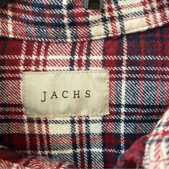 Jacks red plaid flannel button front shirt size medium - Picture 2 of 10